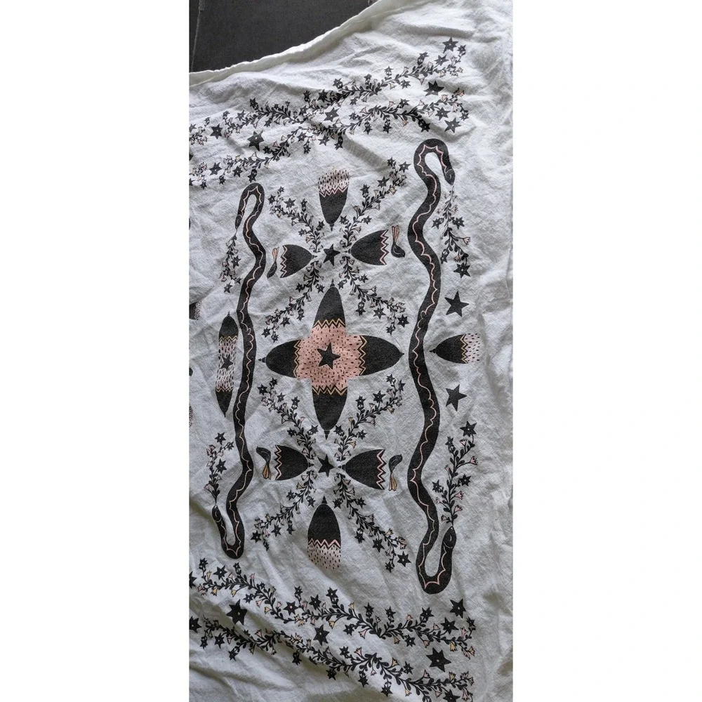 printed illustration bandana whimsical occult Gothic textil Decorative tea towel